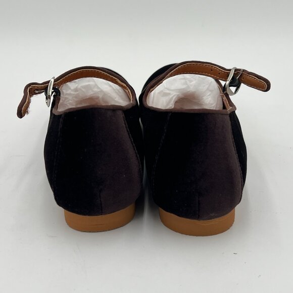 Pazzion Brown Cute Pointed Toe Mary Jane Strappy Low Chunky Heel Slip On Pumps - Picture 4 of 6